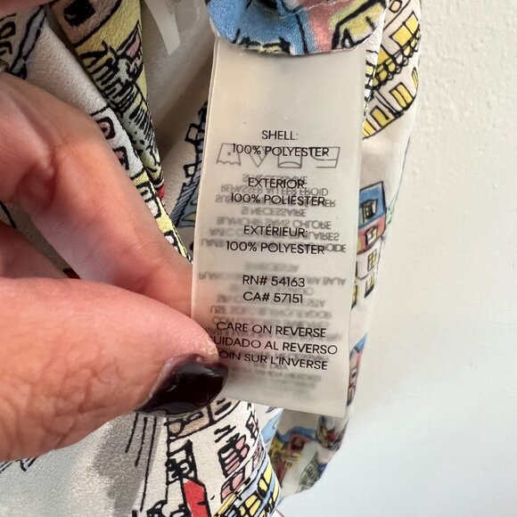 Karl Lagerfeld Whimsical Safari Style Button Down Shirt Paris Roll Tab Colorful - Picture 10 of 10